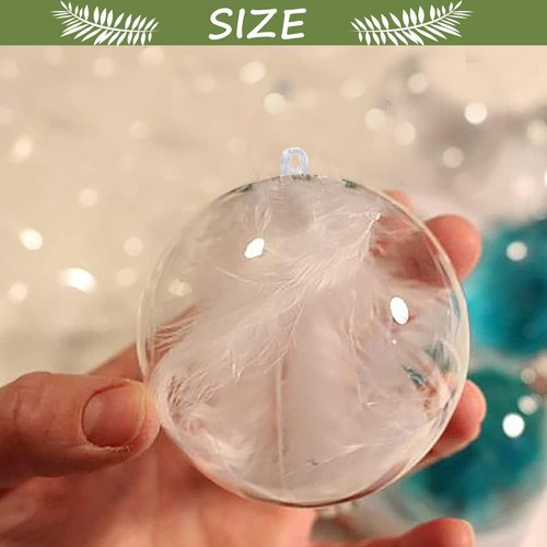 80mm/3.15inch=10Set 20pcs Large Clear Ball Ornaments, Big Fillable Christmas Balls Shatterproof Ornament Baubles for DIY Crafts Christmas Wedding Party Decor (10)