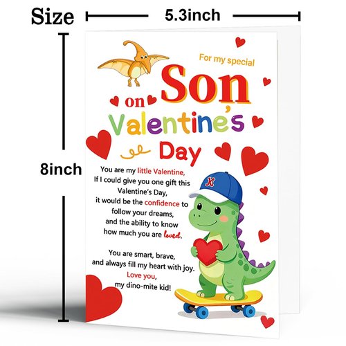 uugtcard Dinosaur Valentines Day Card for Son, Valentines Day Gift for Son from Mom