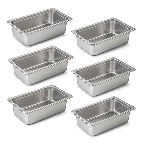 Aplancee Full Size Hotel Pans 6 Inch Deep Stainless Steel Food Pan - Anti-Jam 6 Pack Steam Table Pan Set for Catering, Buffet Use, Kitchen Prep