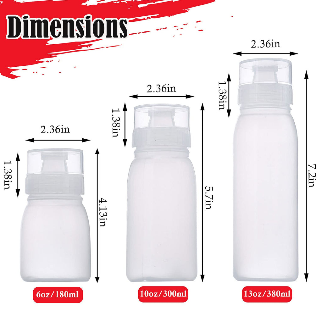 RAMFIYN Condiment Porous Squeeze Bottles, Small Salad Dressing & Sauce Container, Multi-nozzle Bottle - 6 pcs, 6oz, 5 nozzles