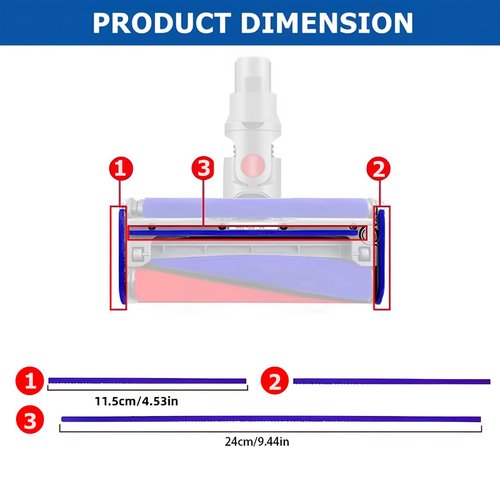 6 Pcs Plush Strips Replacement Kit for V11 V10 V8 V7 V6 Soft Roller Cleaner Head, Felt Strips Replacement Parts,Vacuum Attachment Replacement Parts