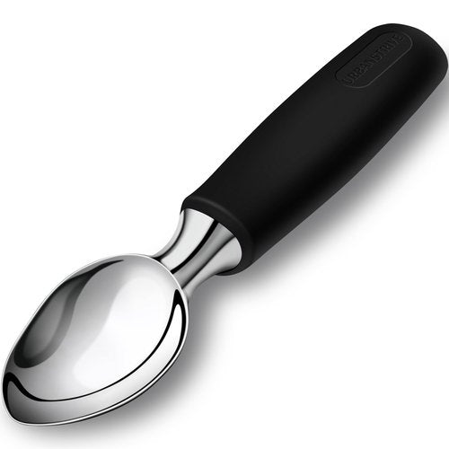 Urbanstrive Ice Cream Scoop Stainless Steel, Ice Cream Scooper Professional Large Ice Cream Scoops With Non-Slip Rubber Handle, Ice Cream Spade for Cookie Dough, Gelato, Sorbet, Melon (Black)