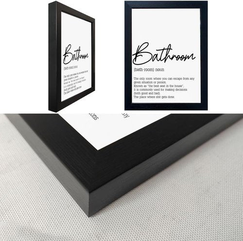 Boswaydeco Bathroom Wall Art - Modern Black and White Bathroom Rules Canvas Decor | Guest Washroom Decor