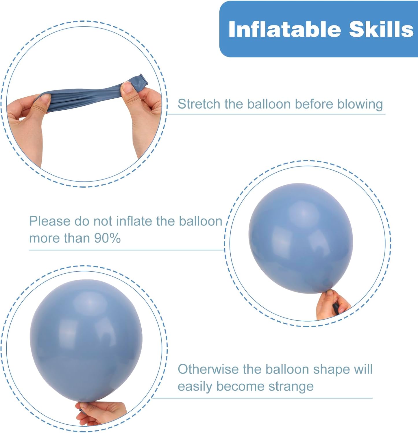 RUBFAC Dusty Blue Balloons - 129-Piece Latex Balloon Garland Kit for Weddings & Parties | Various Sizes 5-12 Inch