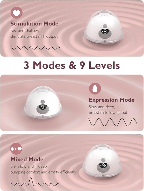 Momcozy M5 Wearable Breast Pump - Hands-Free, Double-Sealed Flange for Comfort | 3 Modes & 9 Suction Levels, 24mm, 2-Pack Quill Gray