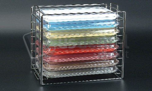 PLASDENT Dental Instrument Tray and Lid - Rectangular Stainless Steel Size B Rack #300TRB-H
