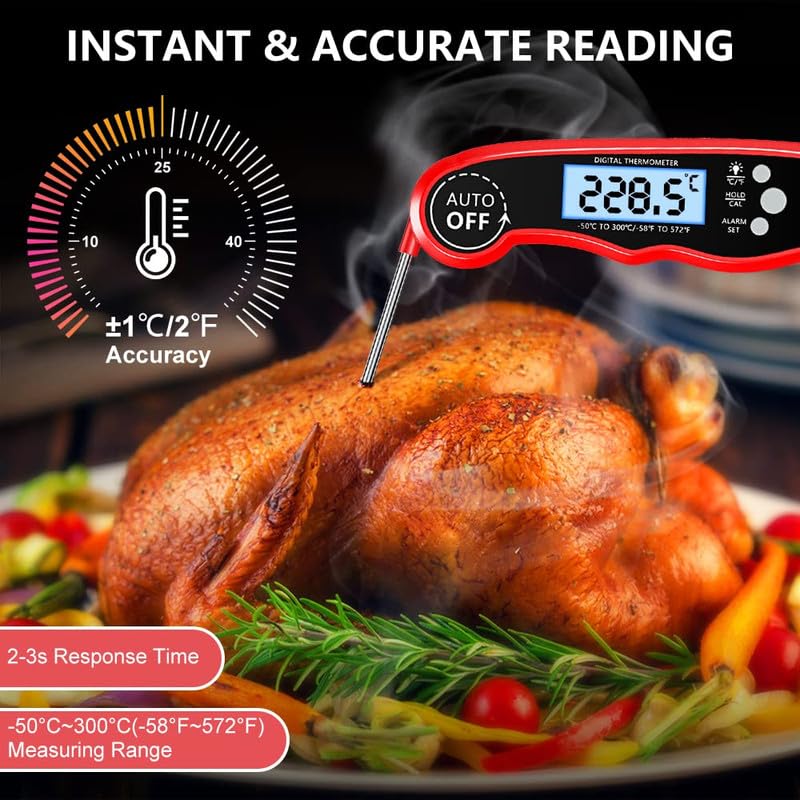 Skiennix Digital Meat Thermometer - Instant Read Dual Probe with Backlight LCD Display | Perfect for BBQ & Kitchen Use