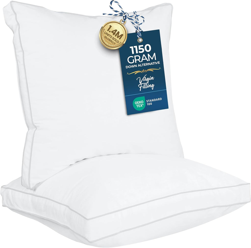 Utopia Bedding Bed Pillows - Soft & Fluffy Down Alternative | European Size Set of 2, Cooling Gusseted Design