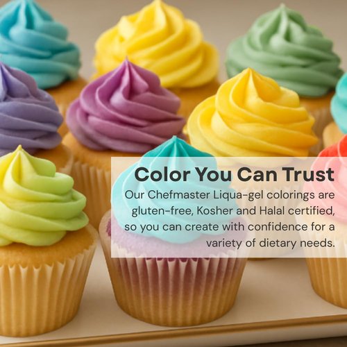 Chefmaster Plant-Based Natural Liqua-Gel Food Coloring - No Artificial Dyes, Yellow, 1.87 oz | Perfect for Icing & Fondant