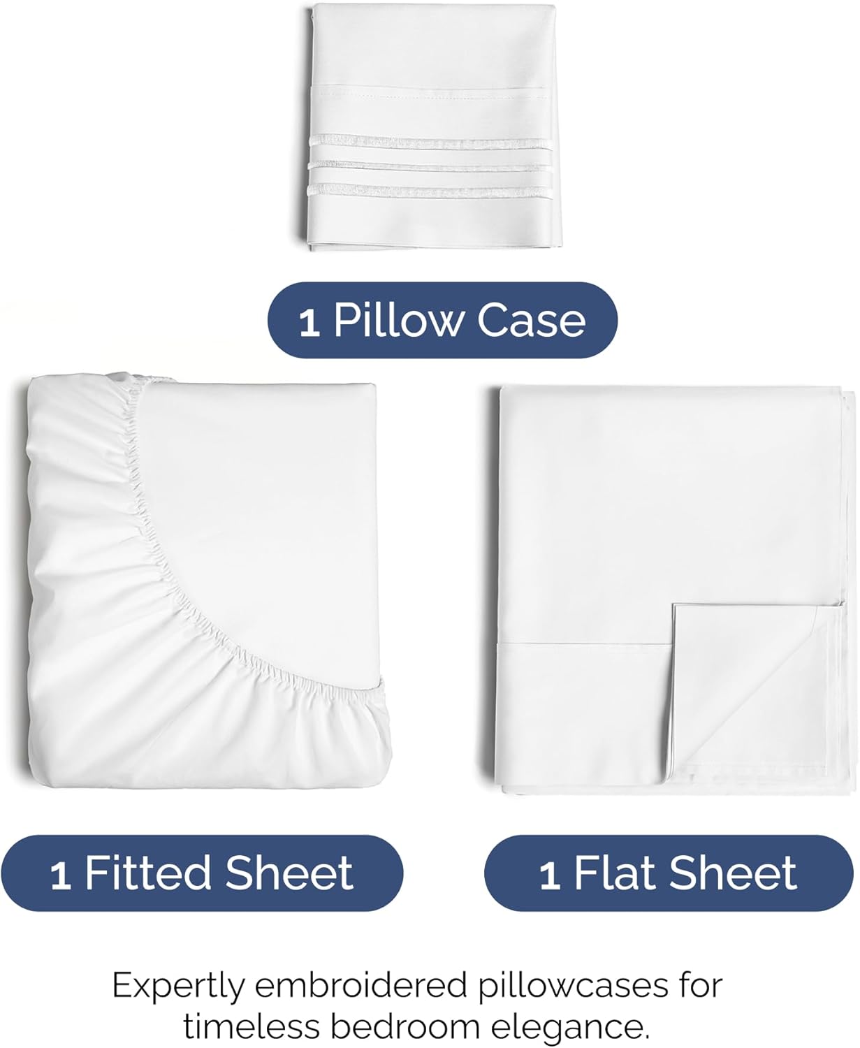 Skiennix Twin XL Sheet Set - Comfy Cooling Bed Sheets with Deep Pockets - Ultra-Soft, Wrinkle-Free, White