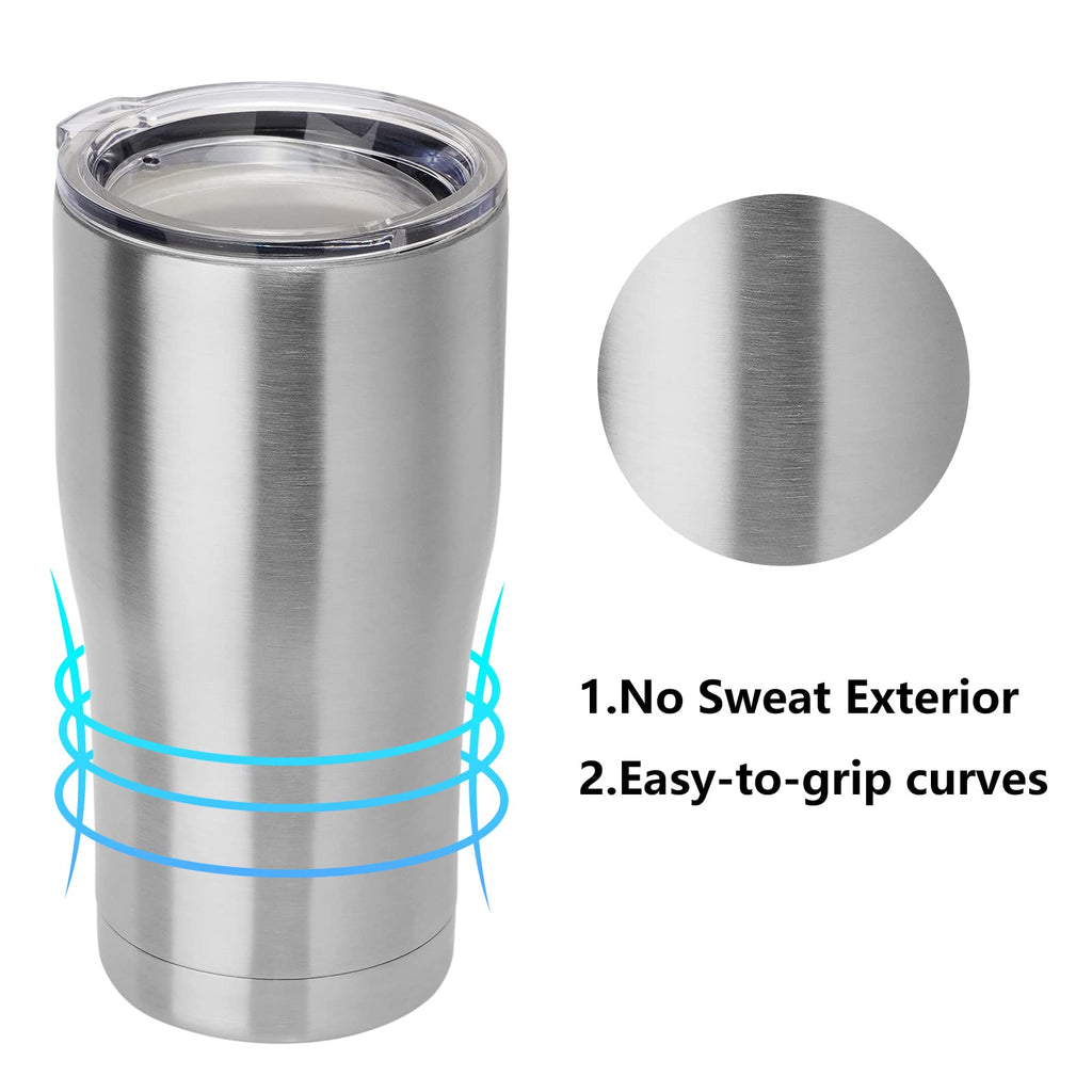 DOMICARE 20oz Tumbler with Lid Stainless Steel Tumblers Bulk, Double Wall Vacuum Insulated Coffee Travel Mug, 12 Count (Pack of 1) Stainless Steel