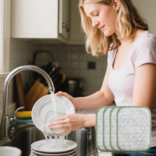 Multipurpose Wire Dishwashing Rags for Wet and Dry, Wire Scrubber Cloths for Kitchen, Reusable Wire Miracle Cleaning Cloths, Non-Scratch Cleaning Cloth for Pots, Pans, Sinks, Grills (5 PCS)
