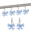 LLYSTTDS Blue Bow Shower Curtain Hooks 12pcs Rust Proof Shower Curtain Hooks Shower Rings for Curtain Cute Shower Curtain Hooks for Bathroom Baby Room Art Decor