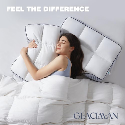 Glaciman Shredded Memory Foam Pillow for Side & Back Sleepers - Firm Ergonomic Pillow for Neck Pain Relief - Machine Washable, Breathable Cooling Mesh Gusset, Queen/Standard (15"x25"x4"), Pack of 2