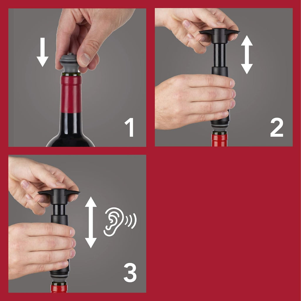 Vacu Vin Wine Stopper Set with Wine Saver Concerto - 6 Stoppers & Concerto Pump for Wine Freshness Up to 7 Days