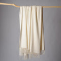 CUDDLE DREAMS Premium Cashmere Throw Blanket - Luxuriously Soft Fringe Design (Ivory)