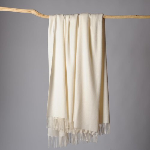 CUDDLE DREAMS Premium Cashmere Throw Blanket - Luxuriously Soft Fringe Design (Ivory)