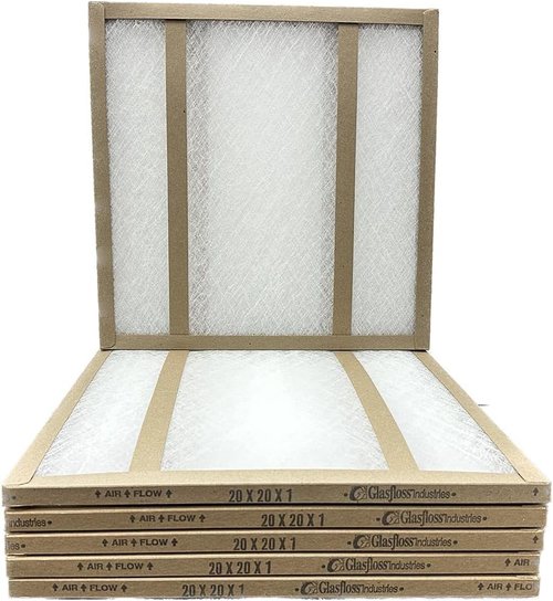 Glasfloss 20x20x1 Fiberglass Air Filter - Double Strut GDS Series | Made in USA, Actual Size 19 5/8" x 19 5/8" x 3/4" (Box of 6)
