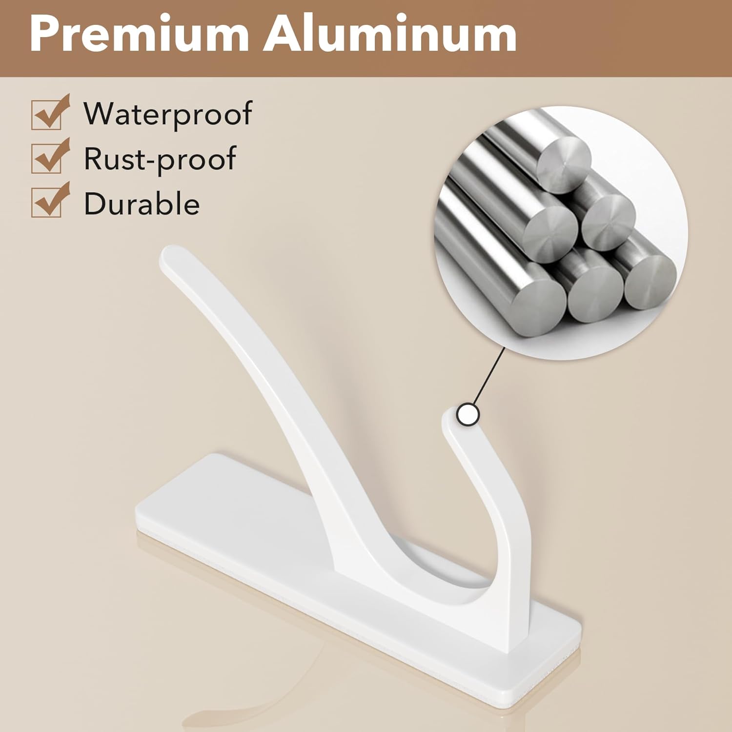 Pickpiff White Self-Adhesive Coat Hooks - 13LB Extra Strong Stainless Steel Wall Hooks | 10 Pack for Towels, Utensils, and More