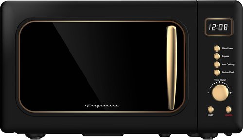 Frigidaire Retro Microwave - 0.7 Cu. Ft. Compact Design in Black-Gold Finish