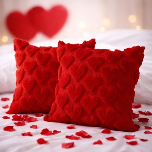 Braw cover Romantic Heart Throw Pillow Covers 18x18 (Pack of 2) - Wedding Cushion Covers - Sweetheart Decorative Pillowcases for Bridal Shower & Couple's Room