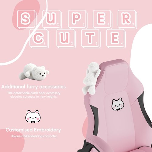 Submi Pink Gaming Chair, Ergonomic Desk Office Chair with Lumbar Support, Computer Chair with Flip-up Armrests, Comfy Task Chair for Girls Women, Cute PC Video Game Chairs, PU Leather, Teens, Pink