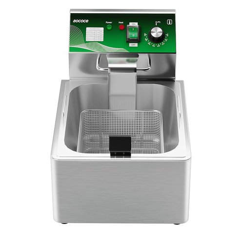10L (10.57QT) Electric Fryer with Basket - 1700W Stainless Steel, One-Touch Switch & Temp Control, Easy Clean Countertop Fryer