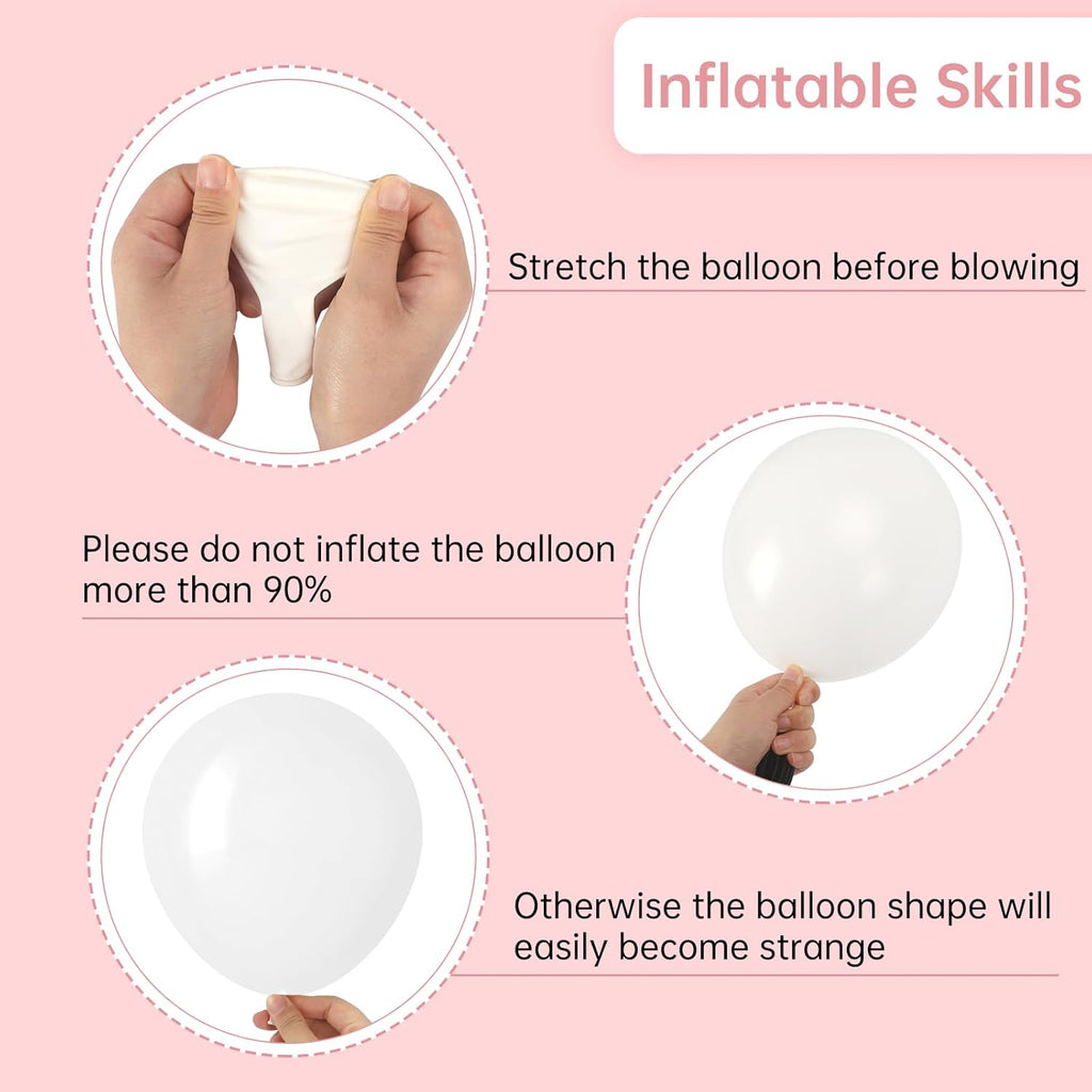 RUBFAC Premium White Balloons - 87pcs in Various Sizes (5-18 Inches) for Party Decorations | Perfect for Birthdays, Weddings & Baby Showers