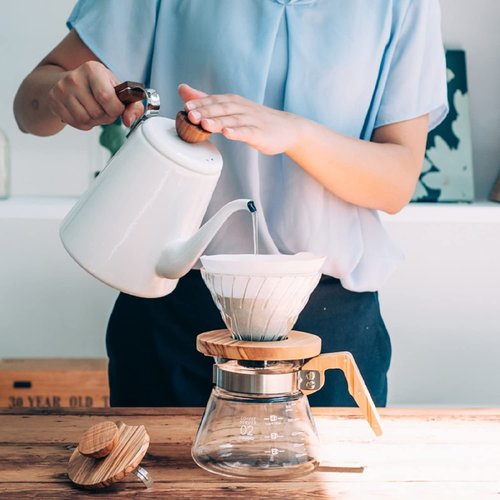 Hario VDGR-02-OV V60 Heat Resistant Glass, Permeable, Coffee Dripper, Olive Wood, 02, Coffee Drip, For 1 to 4 Cups