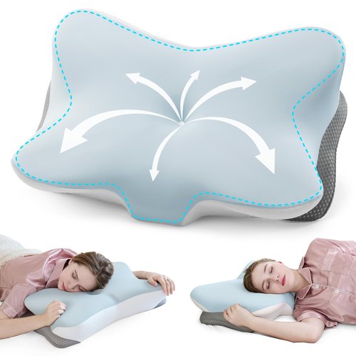 SHJADE Cervical Pillow for Neck Support, Memory Foam Contour Pillow, Ergonomic Orthopedic Pillow, Adjustable Height Soft Bed Pillow with Breathable Pillowcase for Back, Side, Stomach Sleeper