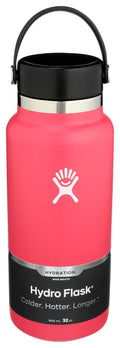 Hydro Flask Water Bottle - Stainless Steel & Vacuum Insulated - Wide Mouth 2.0 with Leak Proof Flex Cap - 32 oz, Watermelon