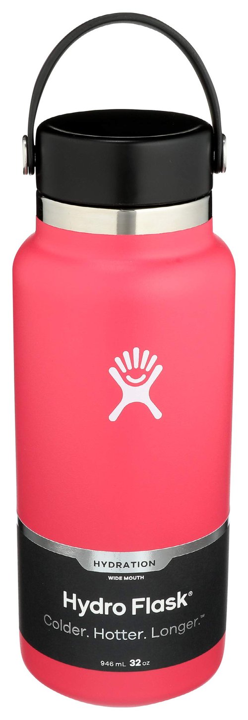 Hydro Flask Water Bottle - Stainless Steel & Vacuum Insulated - Wide Mouth 2.0 with Leak Proof Flex Cap - 32 oz, Watermelon
