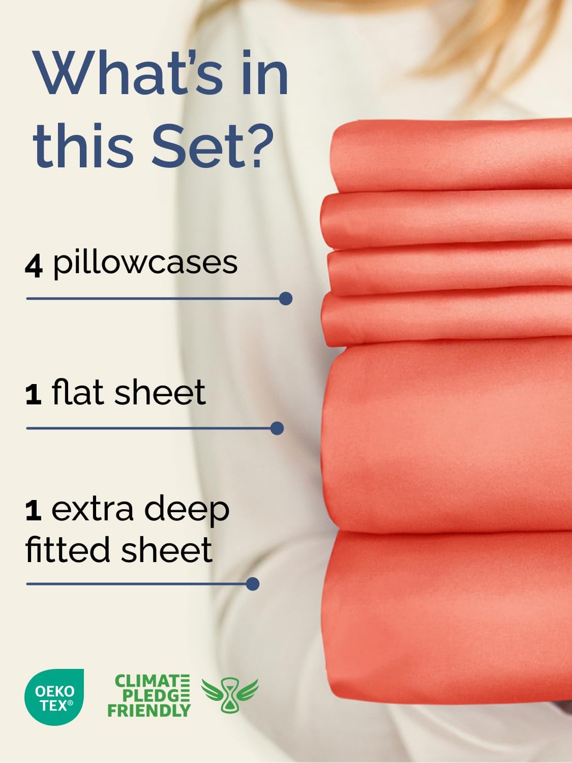 Skiennix Extra Deep Cal King Sheet Set - 6 Piece Breathable Cooling Bedding - Soft Wrinkle-Free Coral