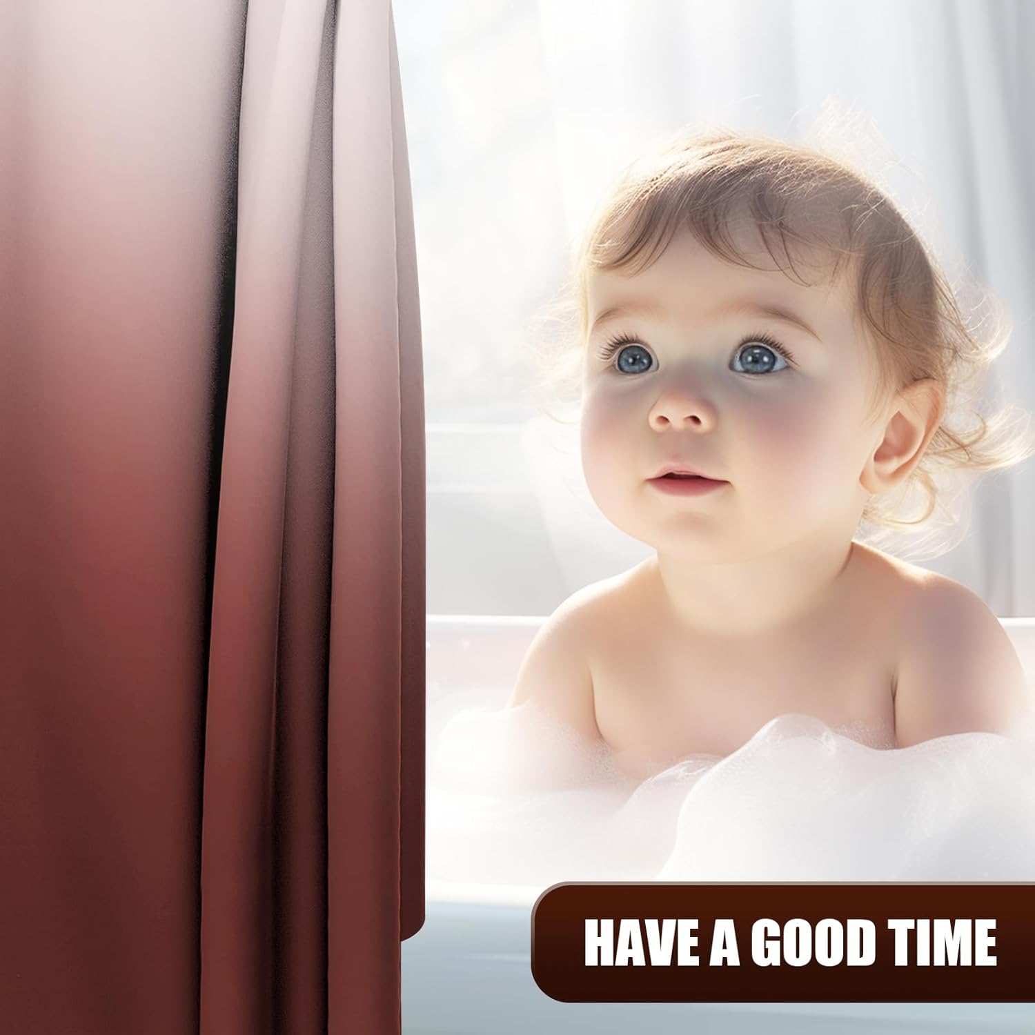 OLANLY Luxury Ombre Shower Curtain Set - Waterproof & Washable | Brown & White, 72x72 Inches