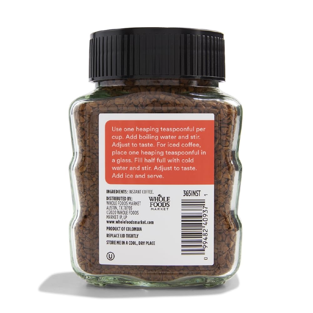 365 by Whole Foods Market Dark Roast Instant Coffee - Rich Flavor, 3.5 Ounce