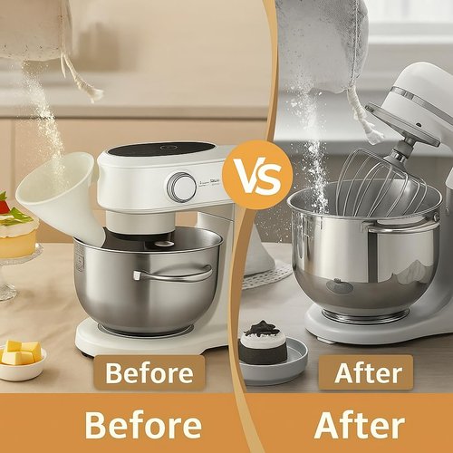 Flour Funnel for Ktichen Aid Mixer, Easy-Pour Funnel for Dry and Wet Ingredients Like Flour, Sugar and Eggs, Prevents Overflow and Mess for Clean Kitchen Counter, Easy to Clean (White)