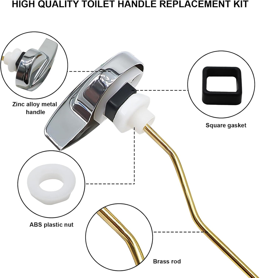 Toilet Handle Replacement Kit - Side Mount Flush Tank Lever Universal Brass Fit Most Toilets