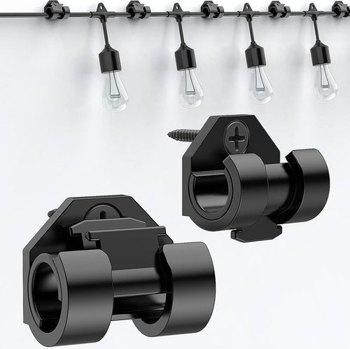 Lewufe Outdoor String Light Hooks - Weatherproof Clips for Hanging Christmas & Fairy Lights | Black, 20 Pack