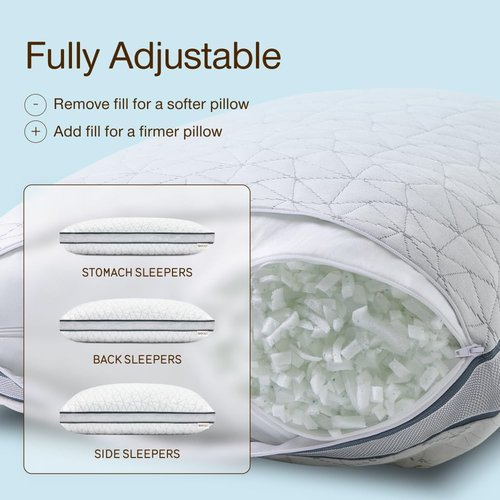 Coop Home Goods Eden Bed Pillow - Medium Soft Memory Foam Cooling Gel for All Sleep Positions | Queen Size