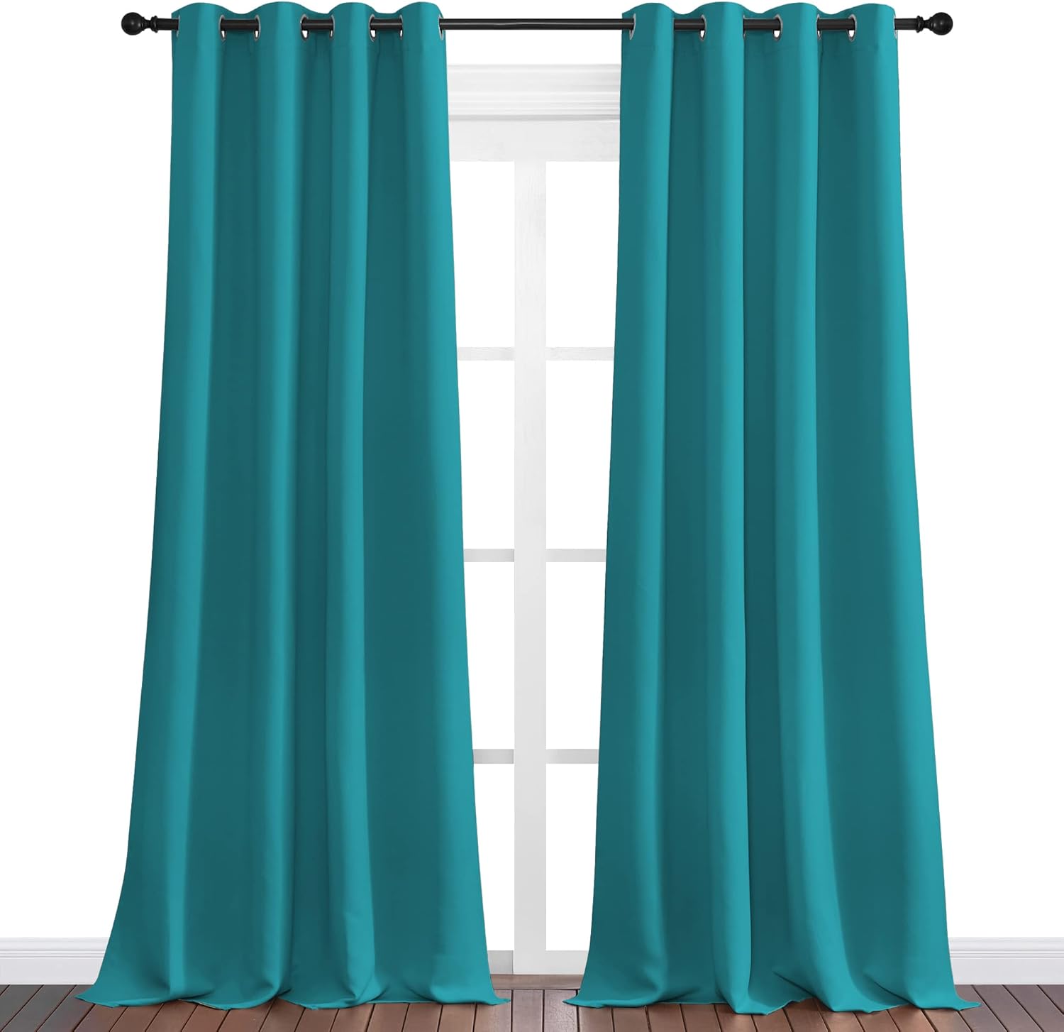 NICETOWN Room Darkening Curtains - Thermal Insulated Grommet Blackout Panels, 108 Inch, Peacock Teal, 2 Pieces