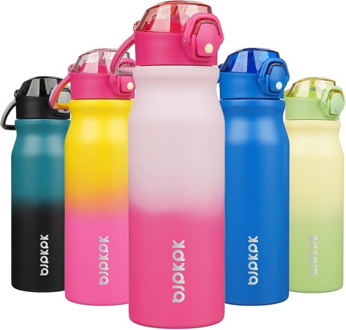 BJPKPK Insulated Water Bottle - 25oz Stainless Steel Flask with Straw & Carry Handle