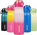 BJPKPK Insulated Water Bottle - 25oz Stainless Steel Flask with Straw & Carry Handle