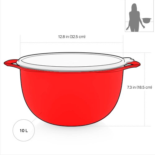 Tupperware Brand Thatsa Mega Prep & Storage Bowl, 10L (42 Cup) - Dishwasher Safe & BPA Free - Airtight, Leak-Proof Food Container with Lid - Extra Large & Lightweight