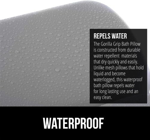 GORILLA GRIP Bath Pillow - Luxury Tub Headrest with Strong Suction Cups | XL Gray Spa Essential
