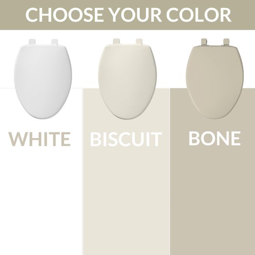 Bemis 7300SLEC Slow Close Toilet Seat, Easy Clean Hinges and Durable Plastic Seat, Made in USA, Elongated, Biscuit