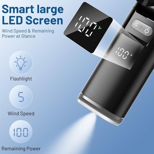 Lerat Portable Handheld Turbo Fan - 5 High-Speed Settings | 12-Hour Battery Life & LED Display