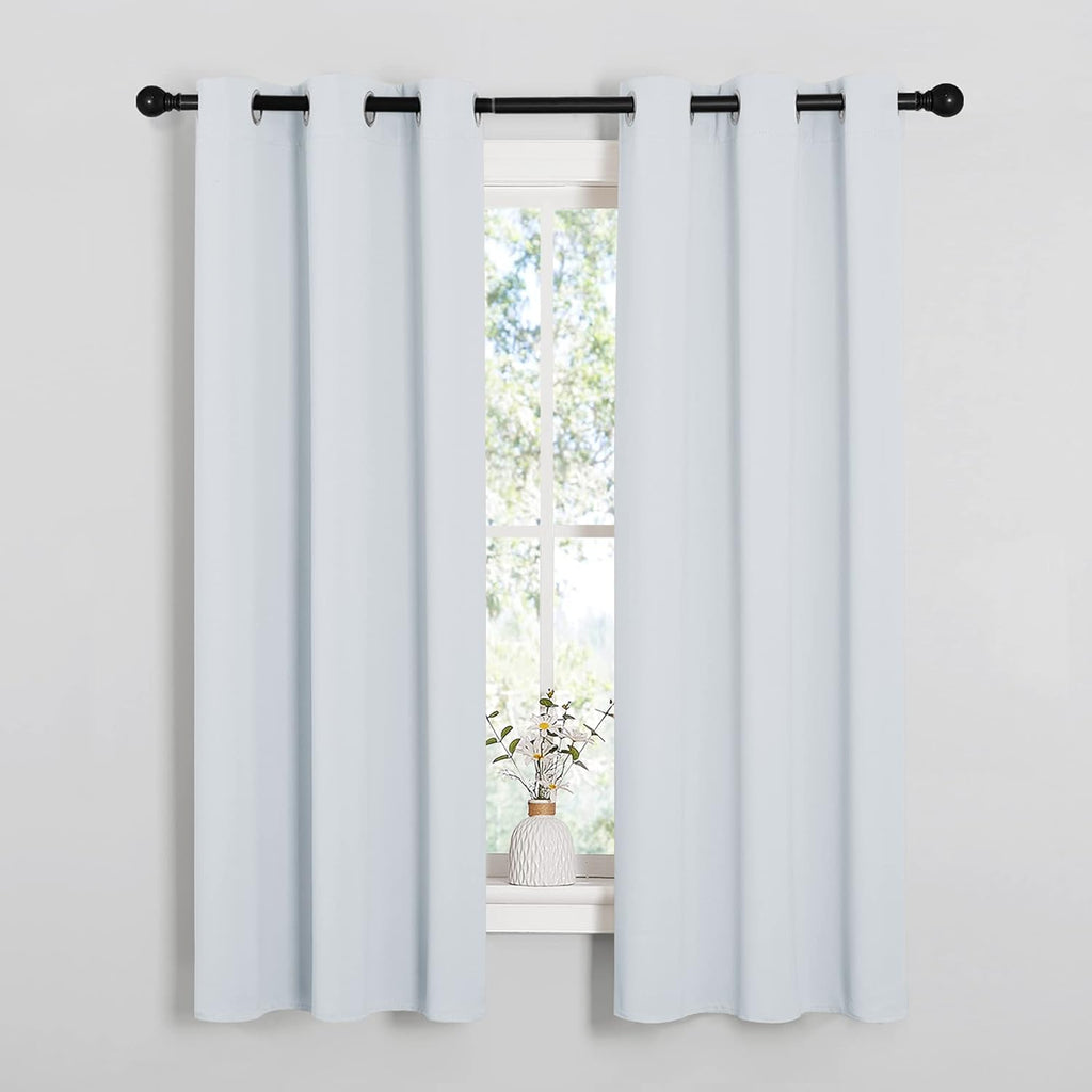 NICETOWN Room Darkening Curtains - Thermal Insulated Grommet Drapes for Bedroom | Greyish White, 34x63 Inches (2 Panels)