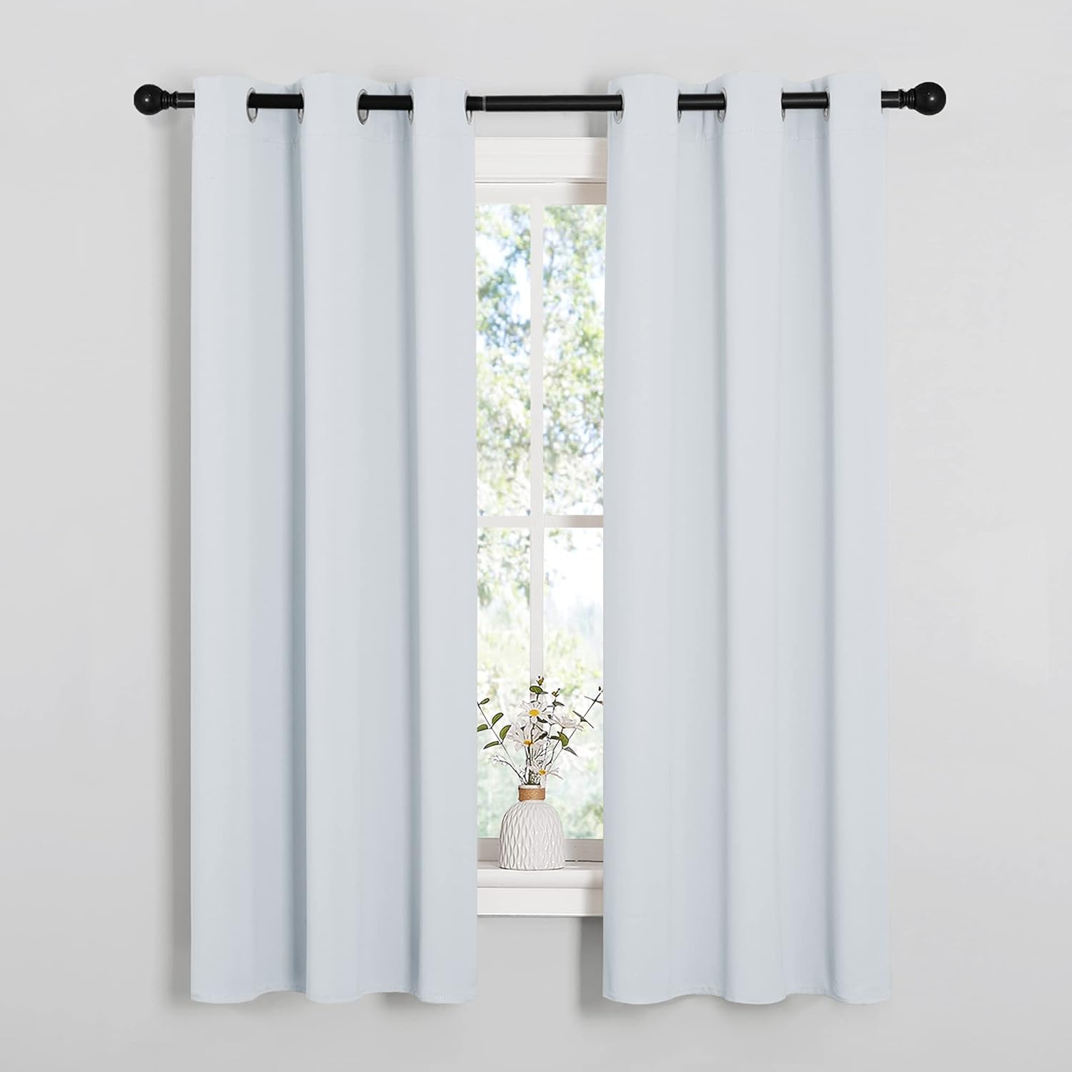NICETOWN Room Darkening Curtains - Thermal Insulated Grommet Drapes for Bedroom | Greyish White, 34x63 Inches (2 Panels)