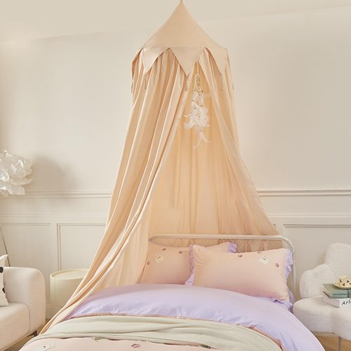 THREENTDAY Bed Canopy for Kids, Girls Bed Curtain Bed Room Decor Hanging House Castle Reading Nook Dreamy Canopy(Light Yellow)