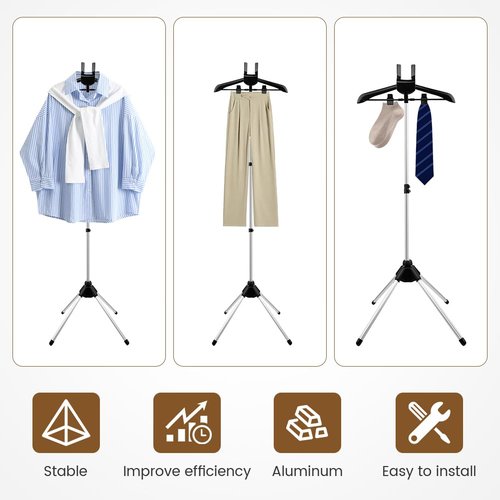 YOSINXU Garment Steamer Stand for Clothes, Adjustable Stand for Clothes Hanger & Mini Grey Ironing Board Portable Handheld Steamer Ironing Accessories for Clothes